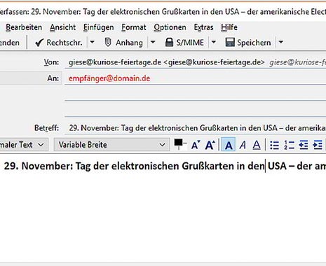Electronic Greetings Day - Tag der elektronischen Grußkarte in den USA. Kuriose Feiertage - 29. November © 2019 Sven Giese